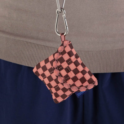 Puffy Earbuds Case - Pink Brown Check