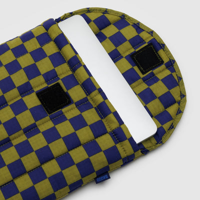 Puffy Glasses Case - Pear Navy Check