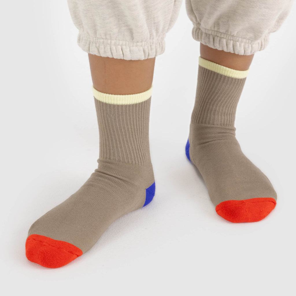 Ribbed Half Crew Socks - Dove