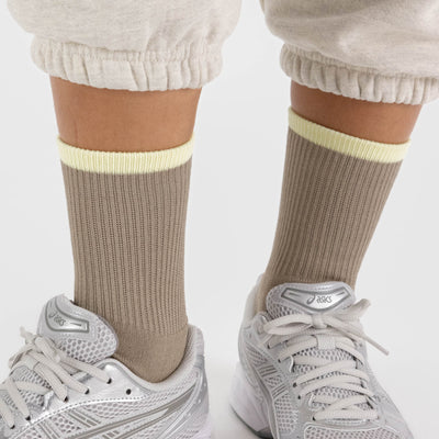 Ribbed Half Crew Socks - Dove