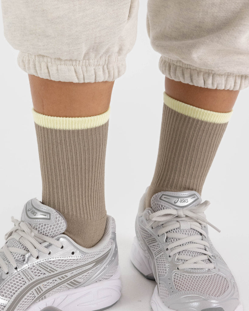 Ribbed Half Crew Socks - Dove