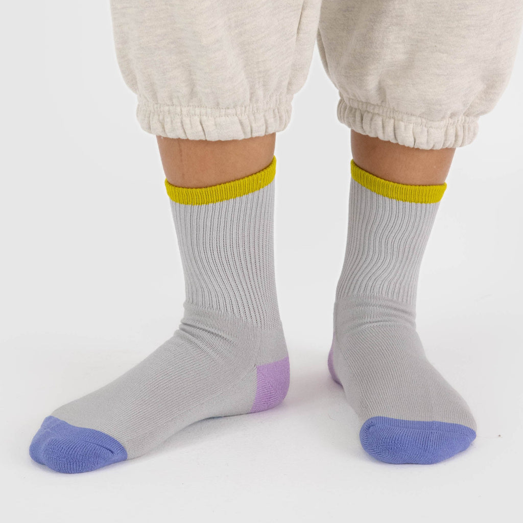 Ribbed Half Crew Socks - Fog