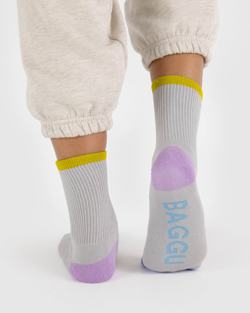 Ribbed Half Crew Socks - Fog