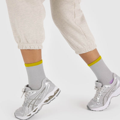 Ribbed Half Crew Socks - Fog