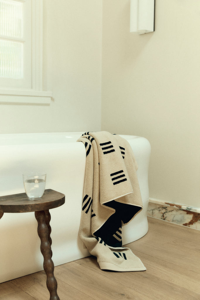 Claremont Bath Towel - Sand & Noir