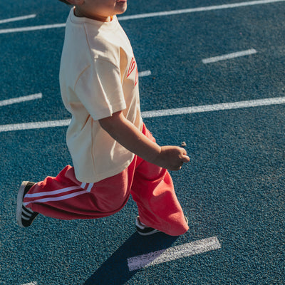 Terry Towel Racer Pants - Watermelon Red