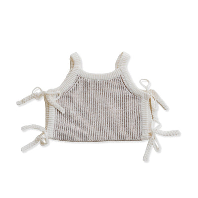 Braid Tie Crop Top - Pebble