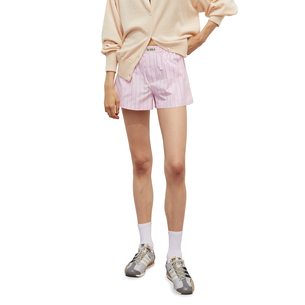 Paper Plane - Blanca - Brenda Stripe Shorts - Boxer Style - Pink Stripe