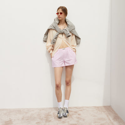 Paper Plane - Blanca - Brenda Stripe Shorts - Boxer Style - Pink Stripe