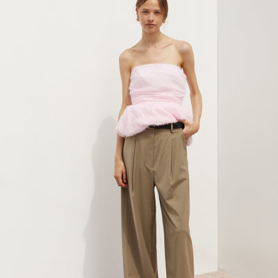 Paper Plane - Blanca - Marina Wide Leg Trousers - Beige - Workwear style