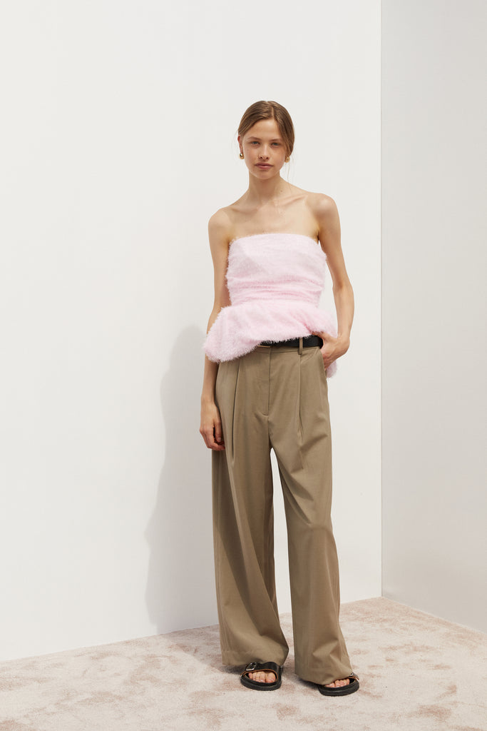 Paper Plane - Blanca - Marina Wide Leg Trousers - Beige - Workwear style