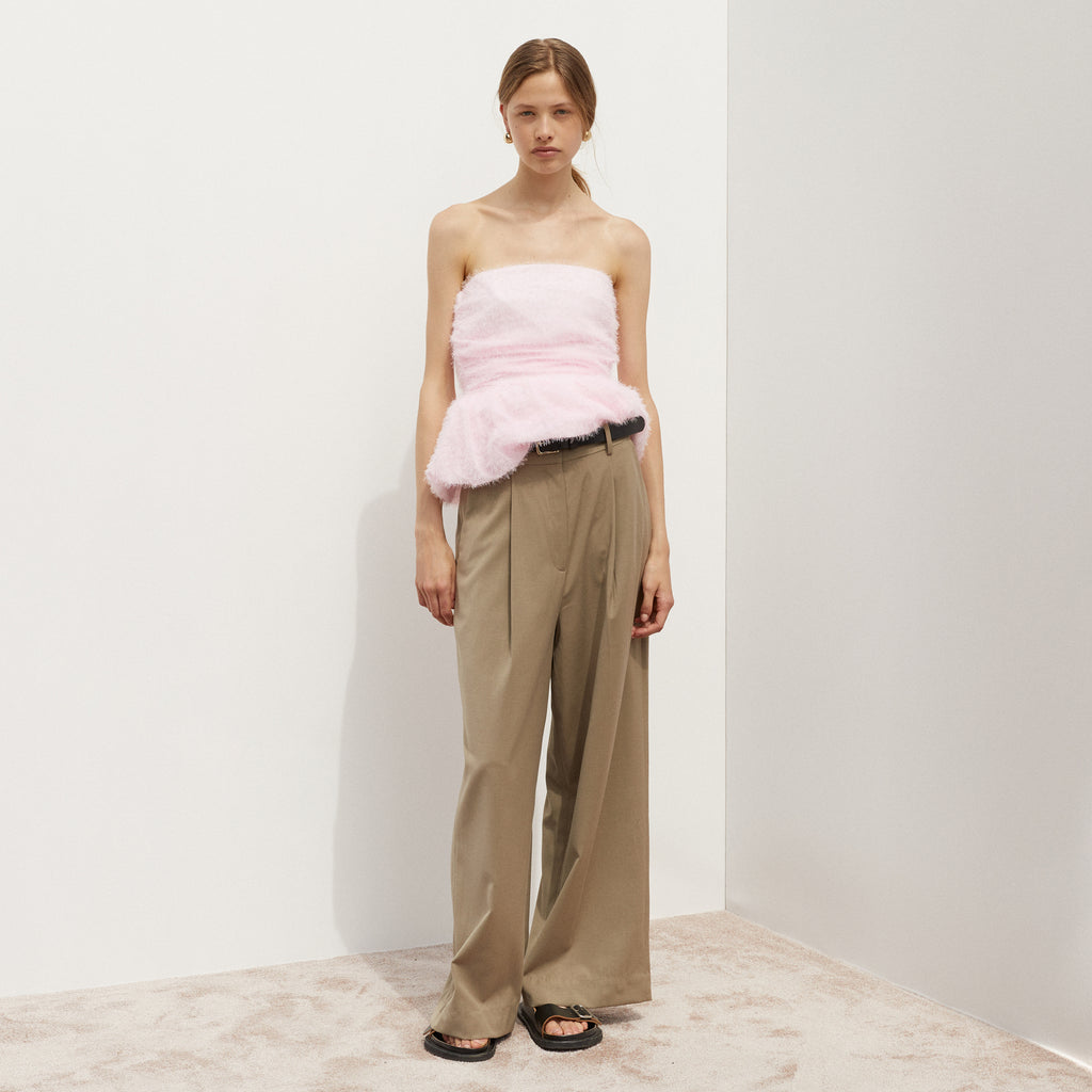 Paper Plane - Blanca - Marina Wide Leg Trousers - Beige - Workwear style