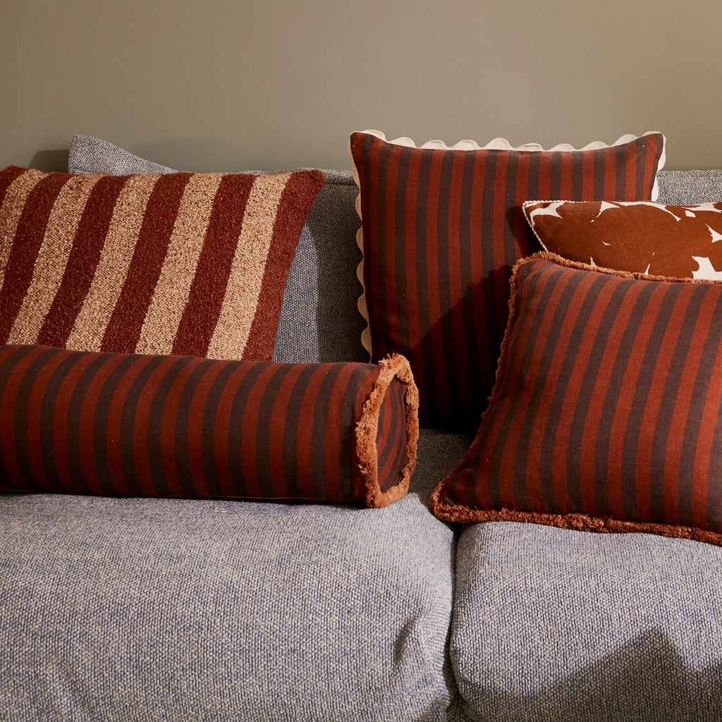 Boucle Stripe Cushion Cover - Chocolate