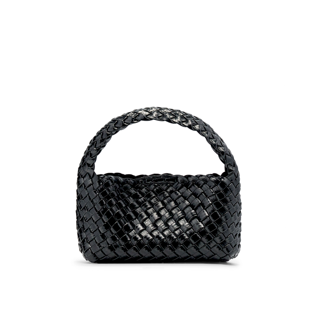 Luca Mini Woven Bag - Black Gloss