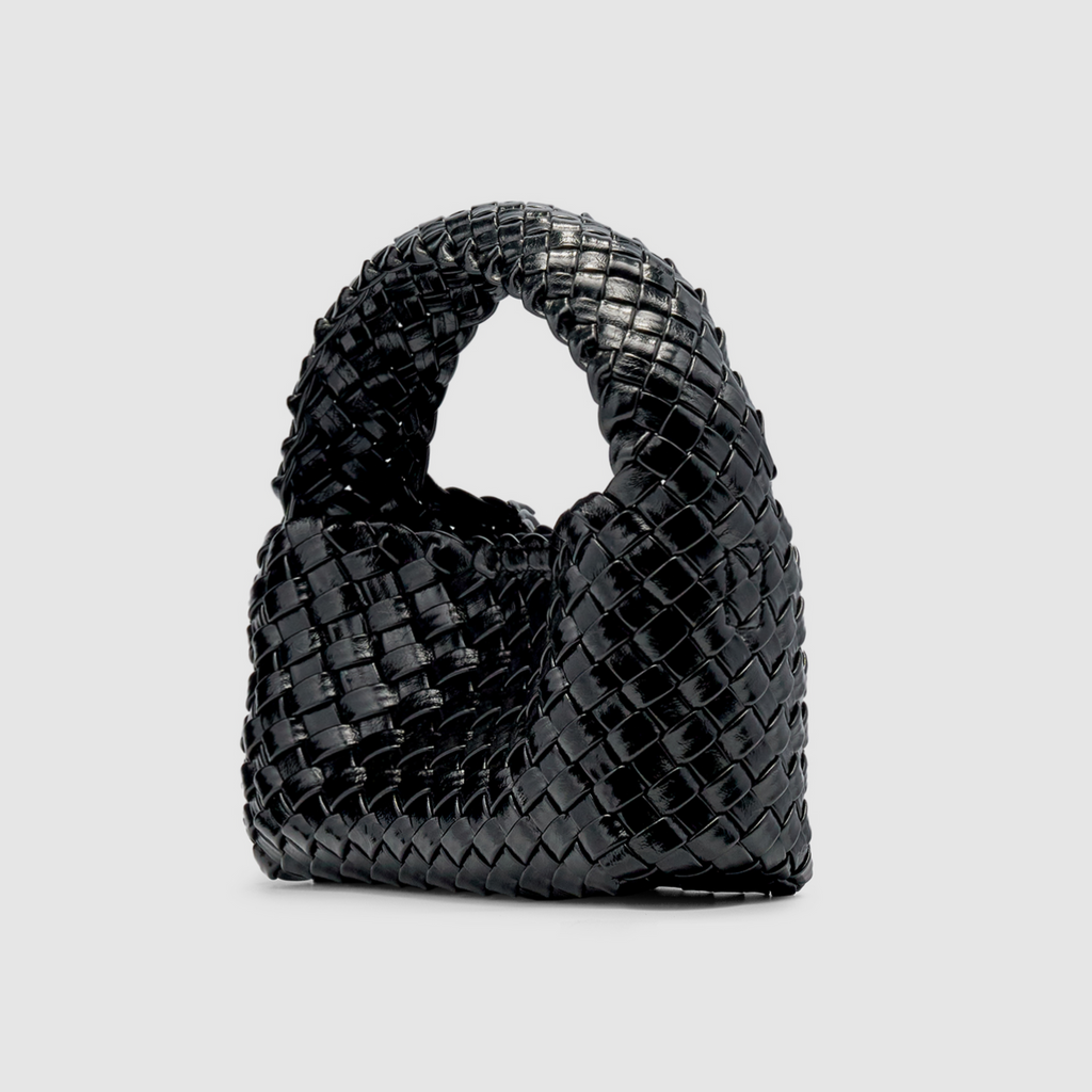 Luca Mini Woven Bag - Black Gloss