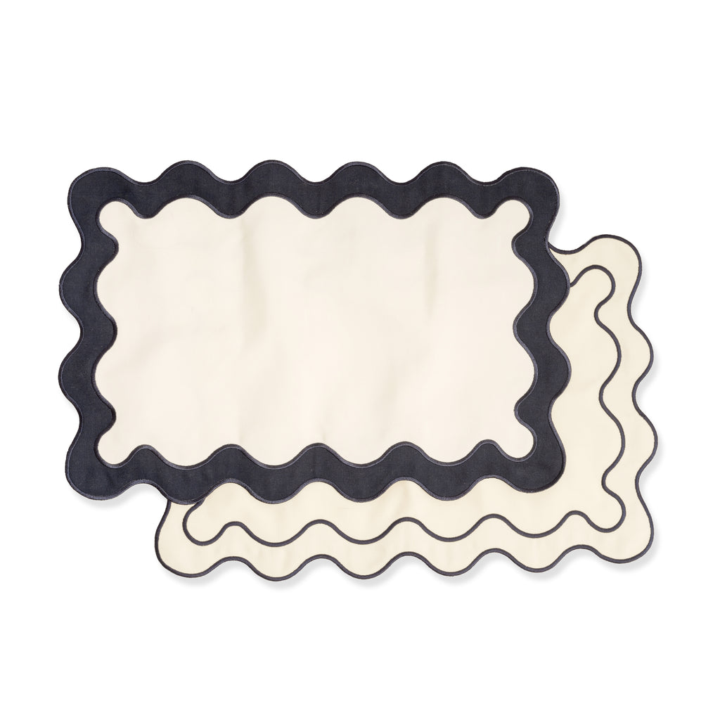 Placemat Set - Rivie White & Navy