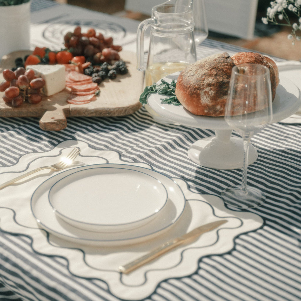 Placemat Set - Rivie White & Navy