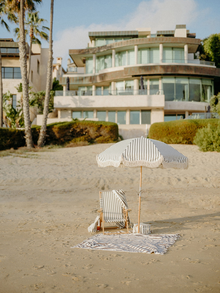 Premium Beach Umbrella - Monaco Black Stripe 