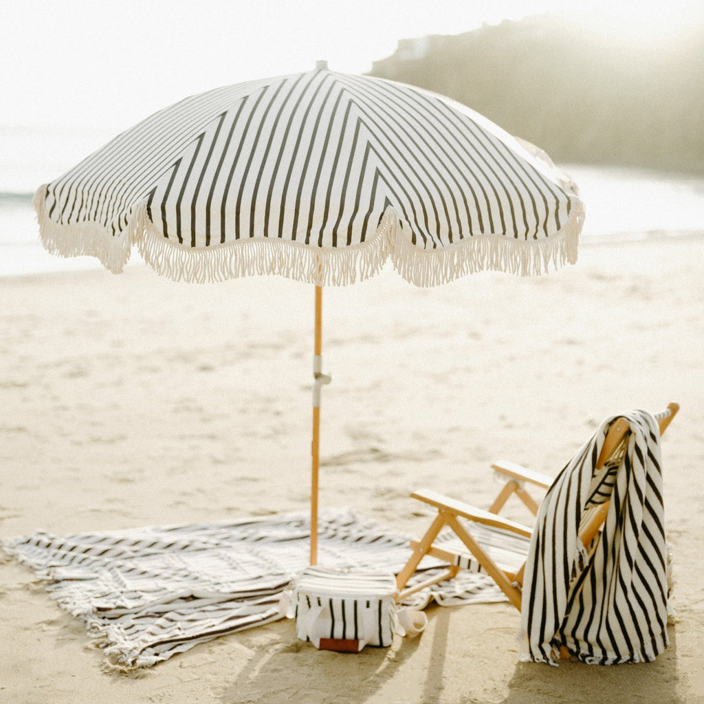 Premium Beach Umbrella - Monaco Black Stripe 