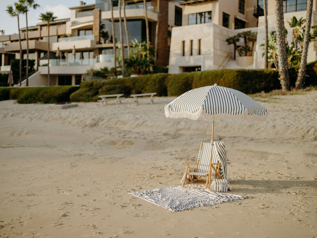 Premium Beach Umbrella - Monaco Black Stripe 