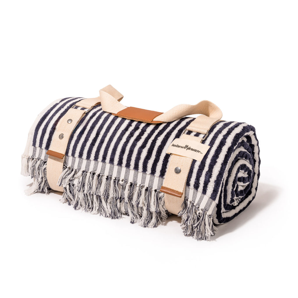 Beach Blanket - Navy Stripe