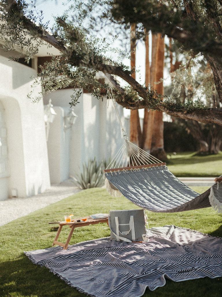 Beach Blanket - Navy Stripe