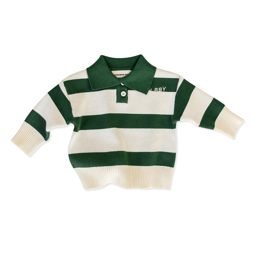 Striped Pullover Sweatshirt - Green