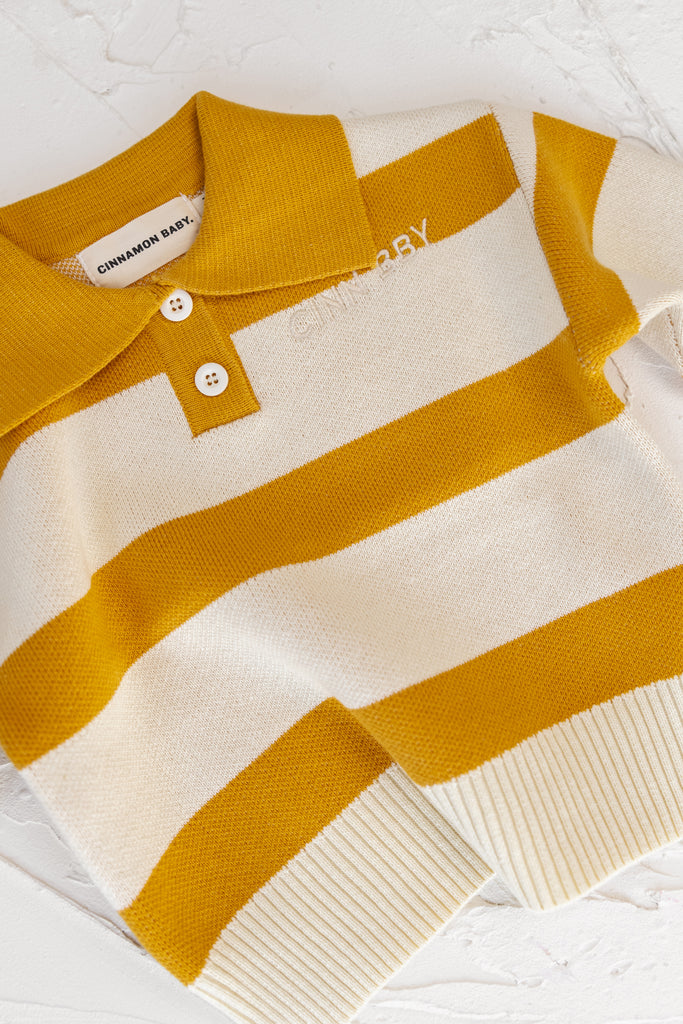 Striped Pullover Sweatshirt - Mustard