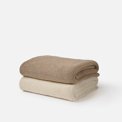 Purl Knit Throw - Beige