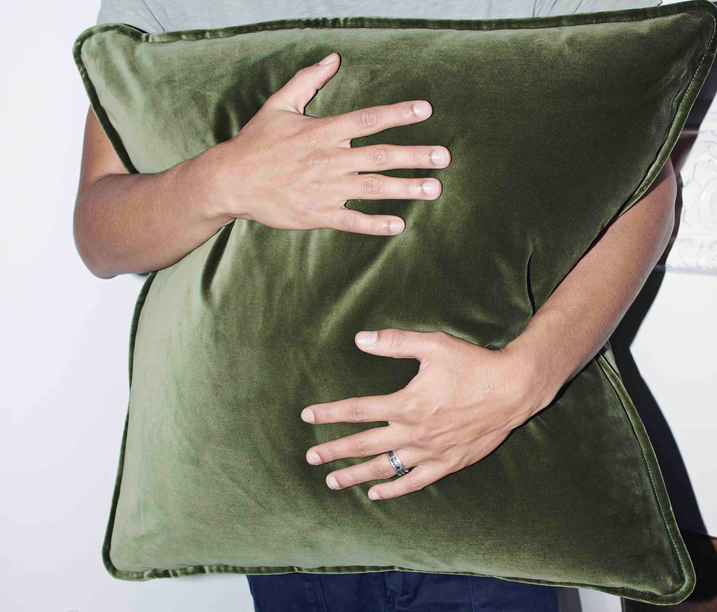 Velvet Cushion - Sicilian Olive