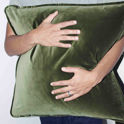 Velvet Cushion - Sicilian Olive