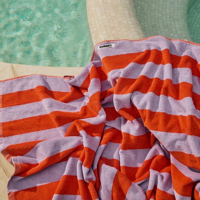 Grapefruit Stripes Beach Towel