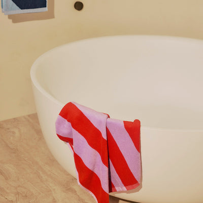 Grapefruit Stripes Hand Towel