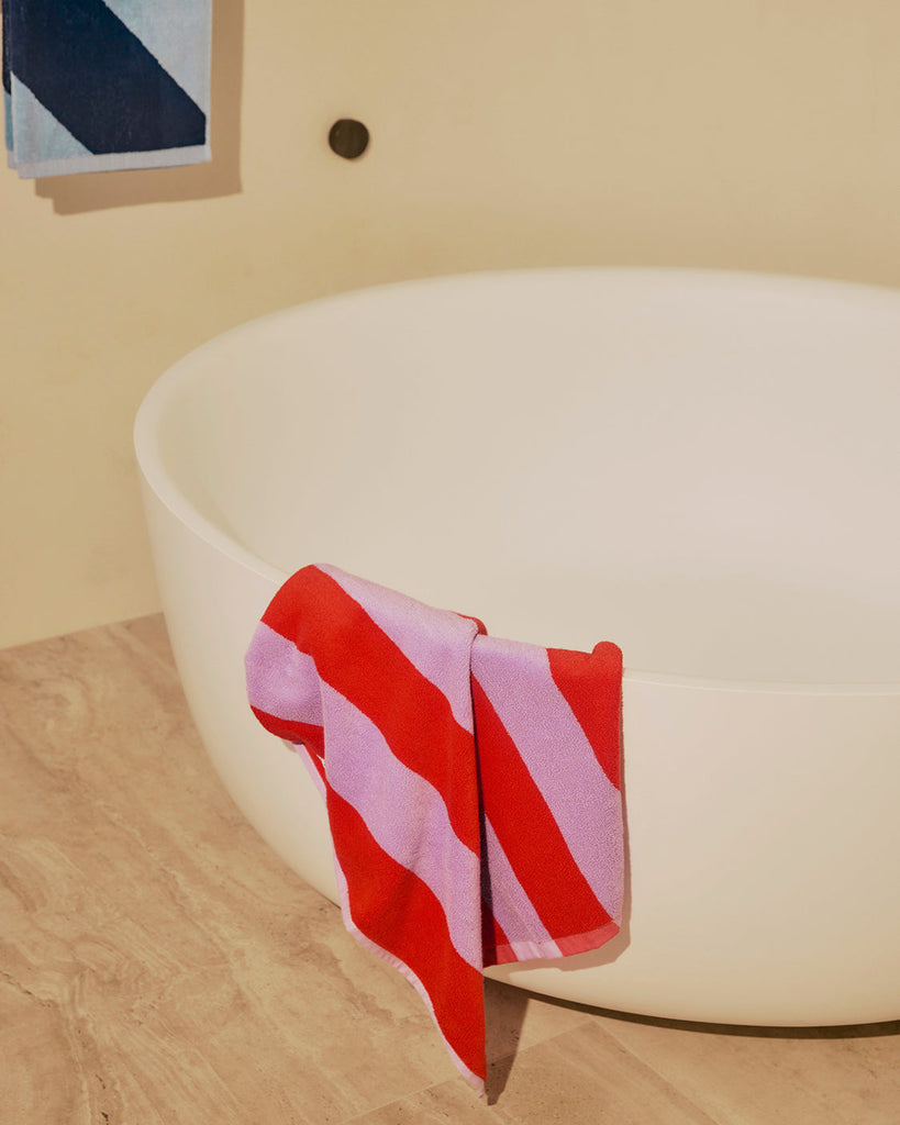 Grapefruit Stripes Hand Towel