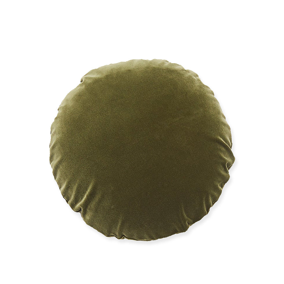 Round Velvet Cushion - Sicilian Olive