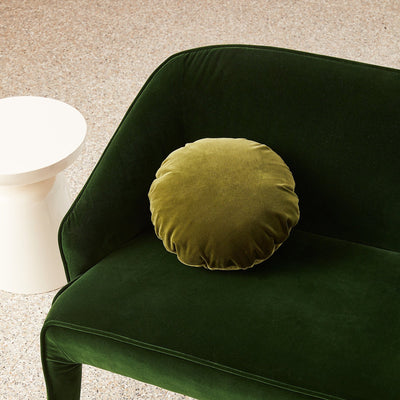 Round Velvet Cushion - Sicilian Olive