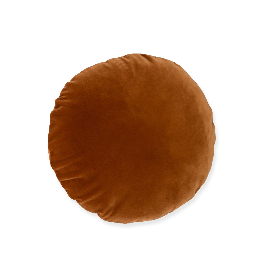 Round Velvet Cushion - Toffee