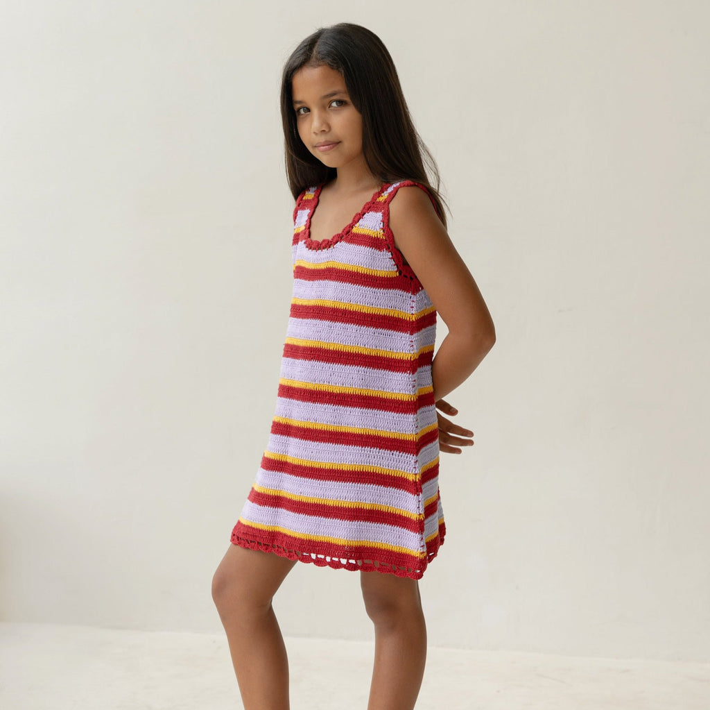 Crochet Mini Dress - Sunset Stripe