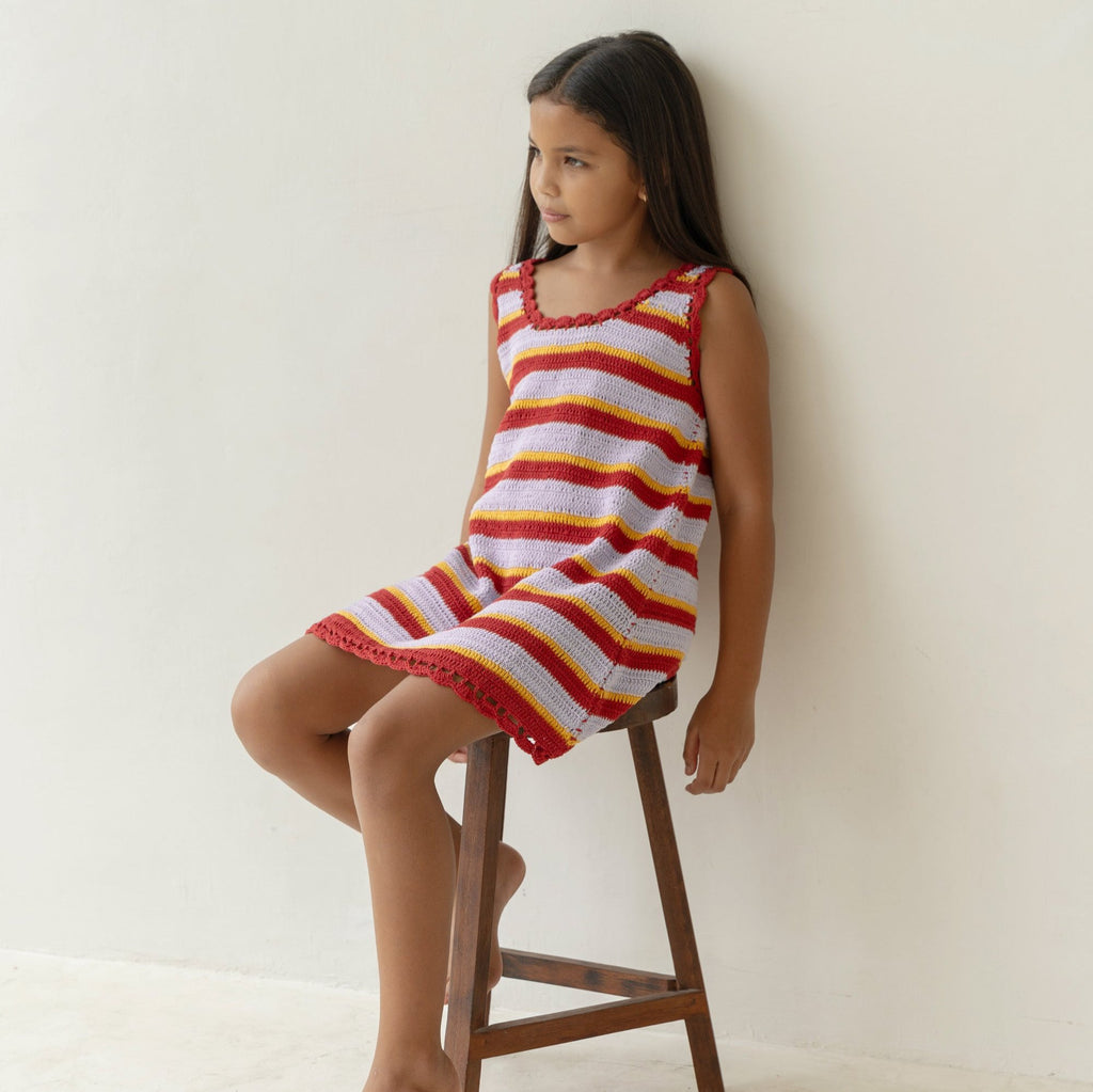 Crochet Mini Dress - Sunset Stripe