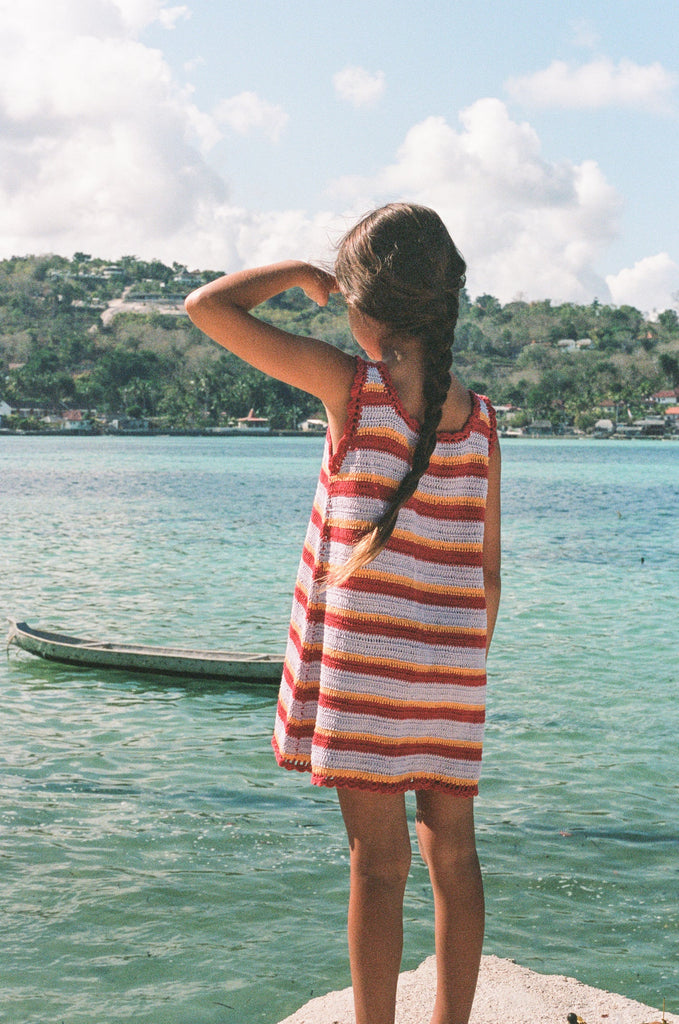 Crochet Mini Dress - Sunset Stripe