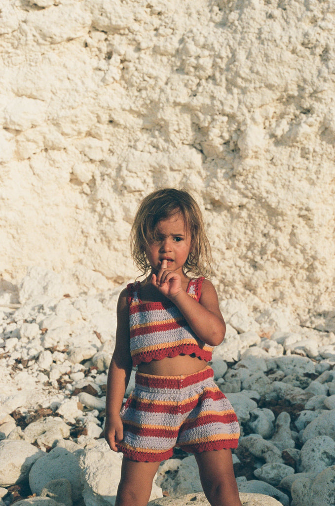 Crochet Shorts - Sunset Stripe