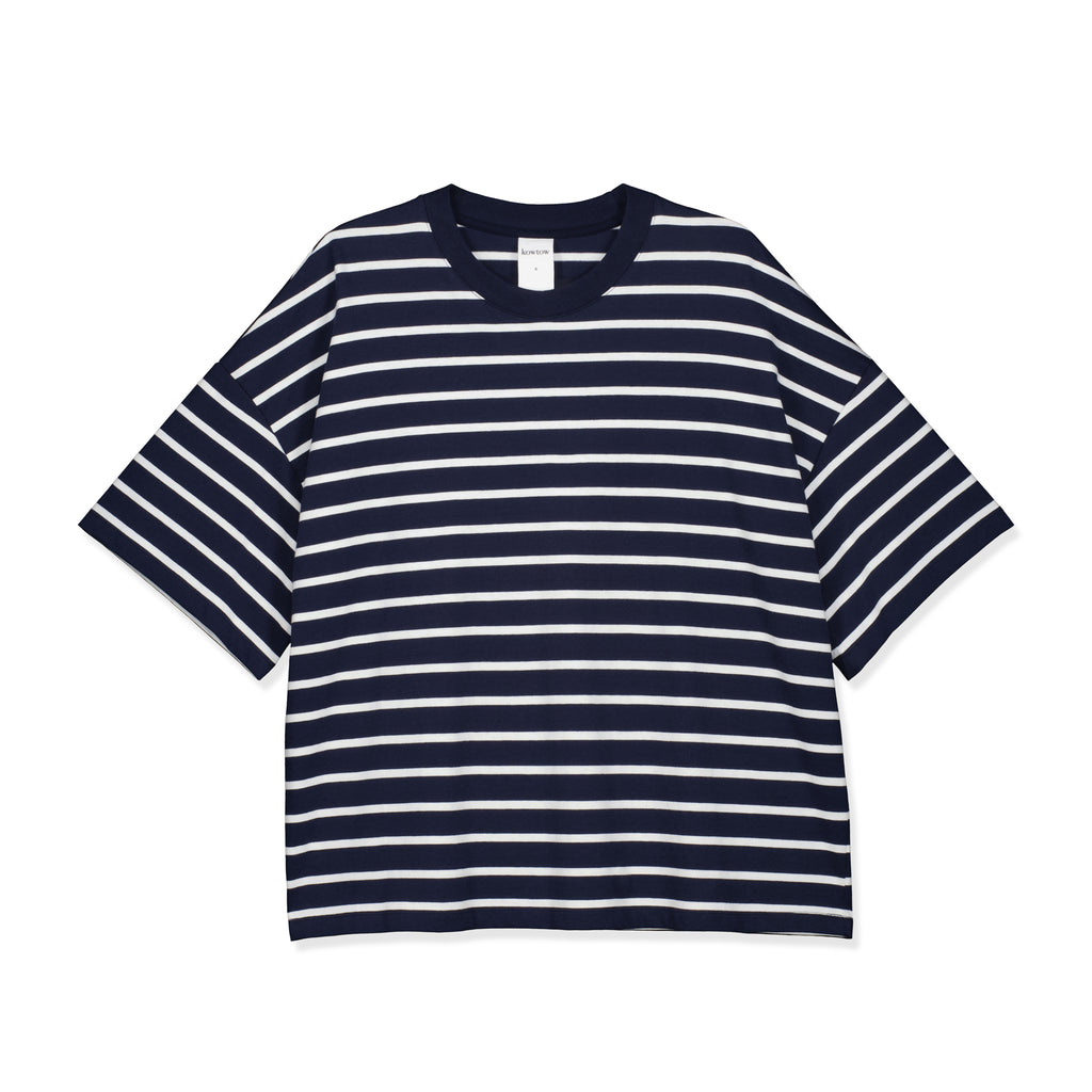 Oversized Boxy Tee - Navy Breton