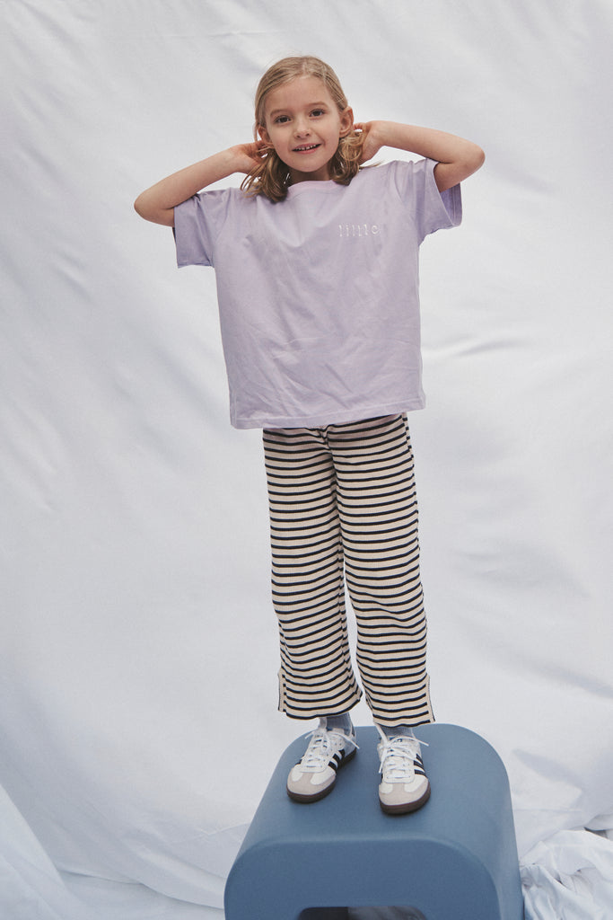 Paper Plane - Little the Label - Lucky Lounge Pants - Black & White Stripe - Waffle Cotton - Elasticated waist with drawstring