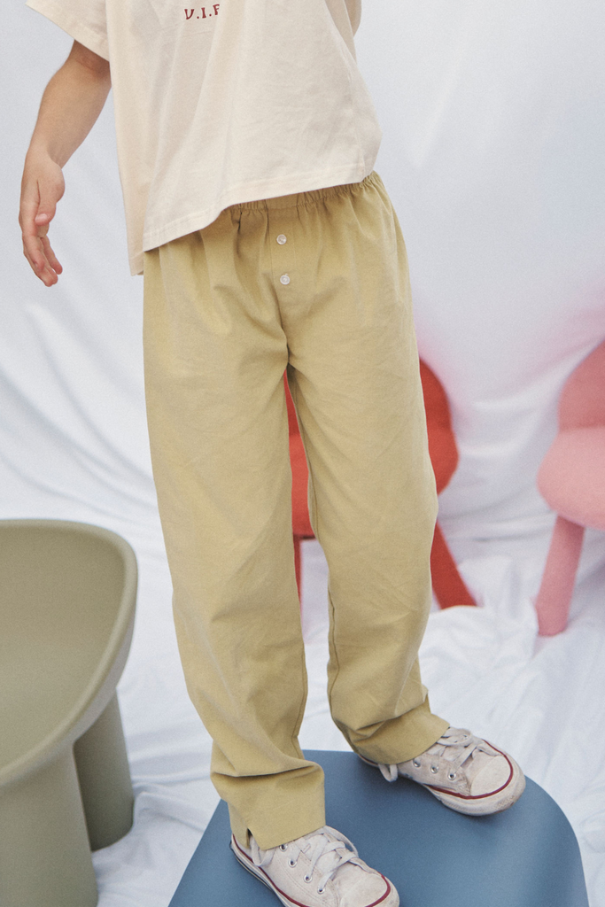 Paper Plane - Little the Label - Parker Pants - Matcha Yellow - Elasticated Waist