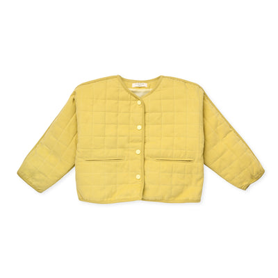 Paper Plane - Little the Label - Parker Quilted Jacket - Matcha Yellow - Button Up