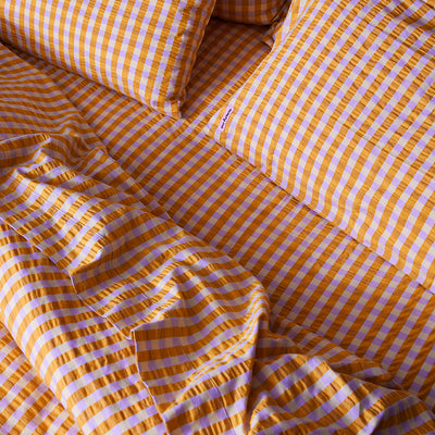 Paper Plane - Mosey Me - Mango Seersucker Quilt Cover