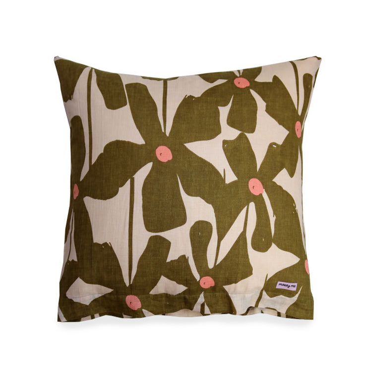 Paper Plane - Mosey Me - Olive Poppy Euro Pillowcase Set