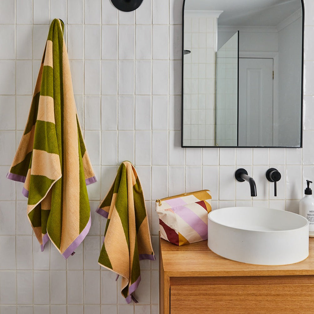 Paper Plane - Mosey Me - Pistachio Stripe Towels