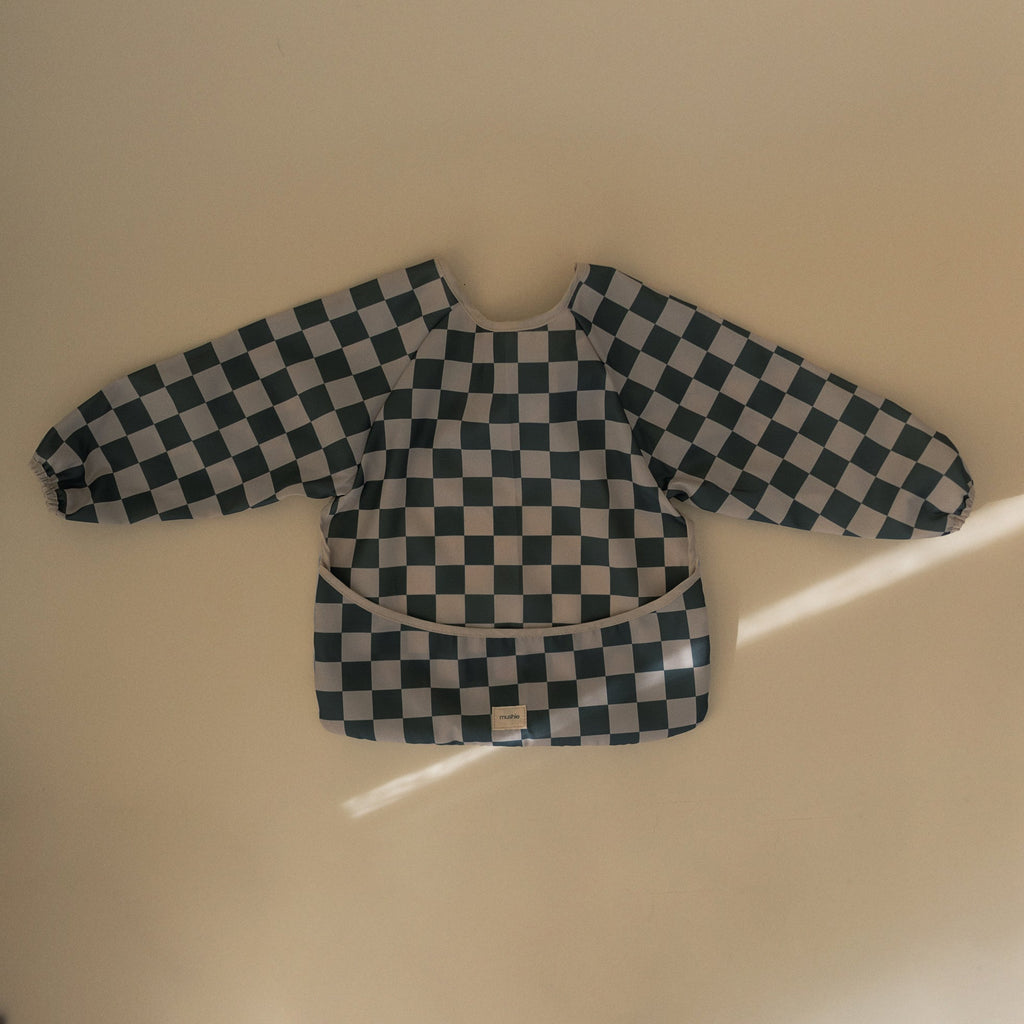 Long Sleeve Bib - Olive Checkers