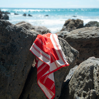 Twin Stripe Towel - Cherry